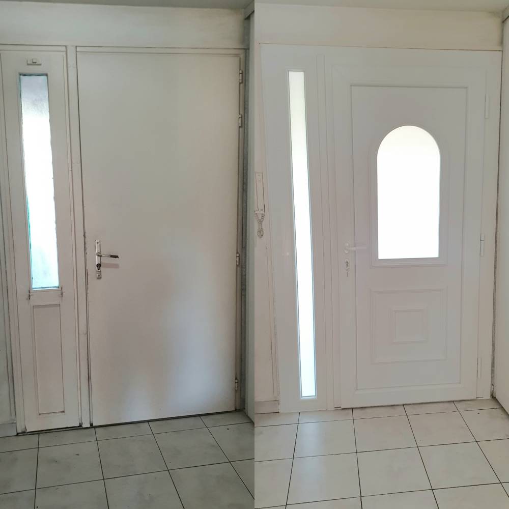 avant après porte d'entrée pvc
